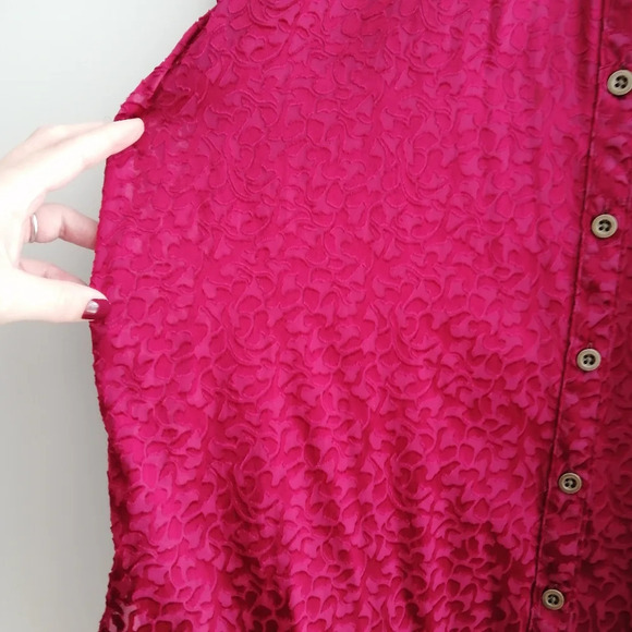 By Anthropologie Susanna Burnout Velvet Button Up Blouse 3/4 Sleeves Medium - Picture 13 of 17